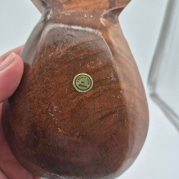 Handmade wooden pineapple decorative dish 8" - Picture 5 of 5